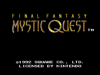 Mystic Quest Legend title screen for Super Nintendo